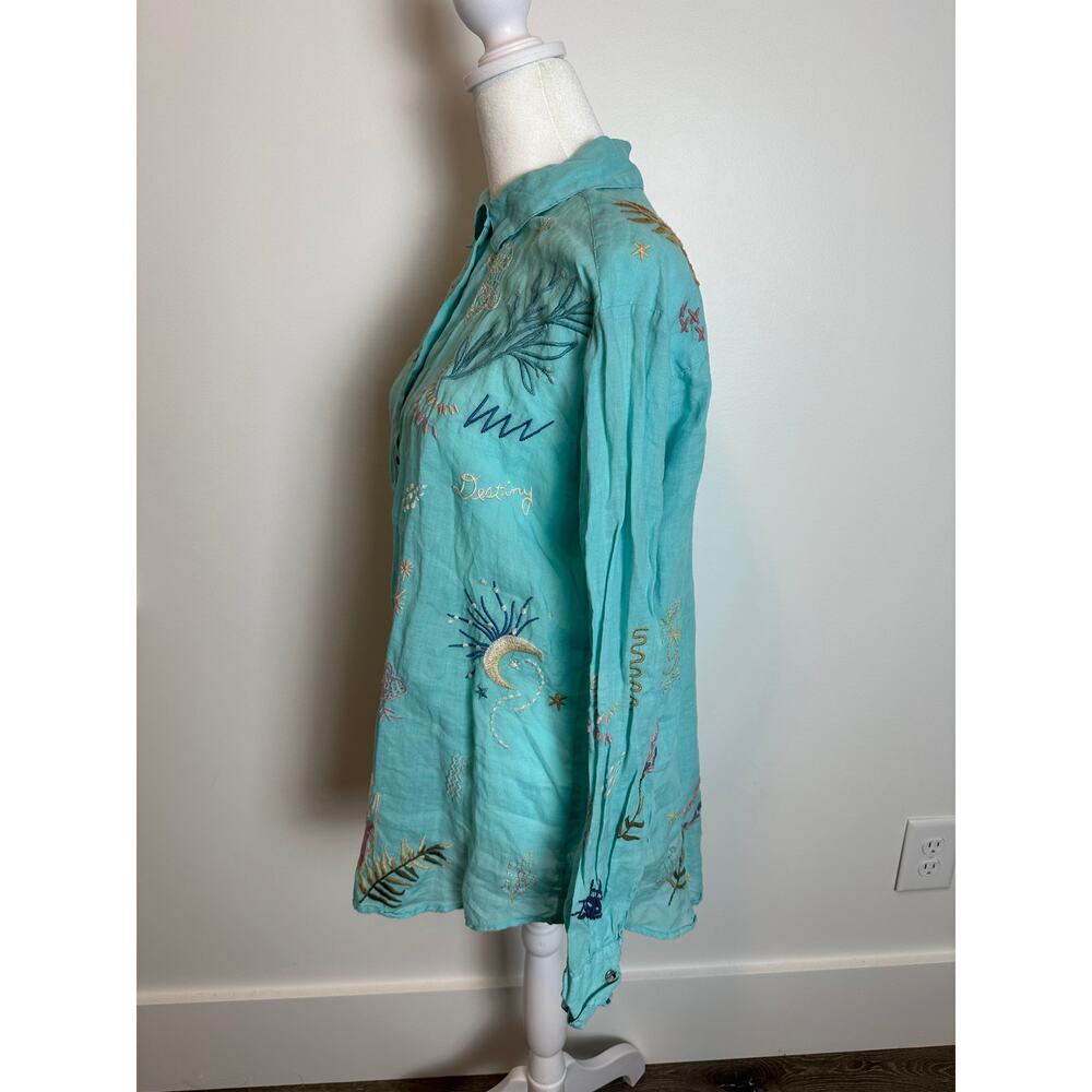 Johnny Was Embroidered Long Sleeve Button Down Shirt - Picture 6 of 13